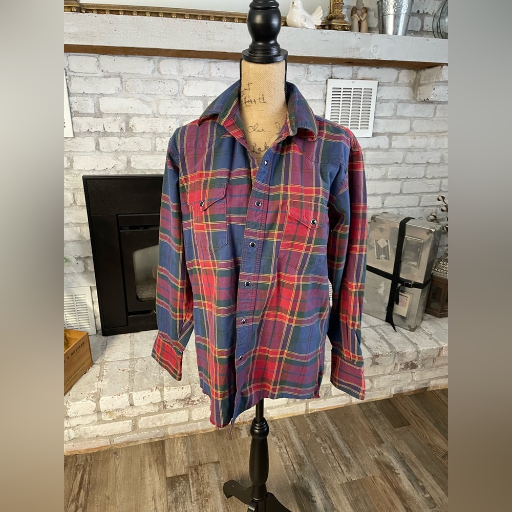 Wrangler Vintage Snap Shirt, Western Style, Boho, Cowboys, Rodeo
